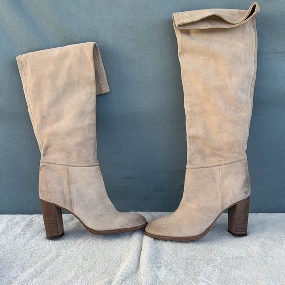 EUC Free People Tan Dakota Over the Knee Boots Suede EU 41 Beige Neutral Western - Picture 4 of 13
